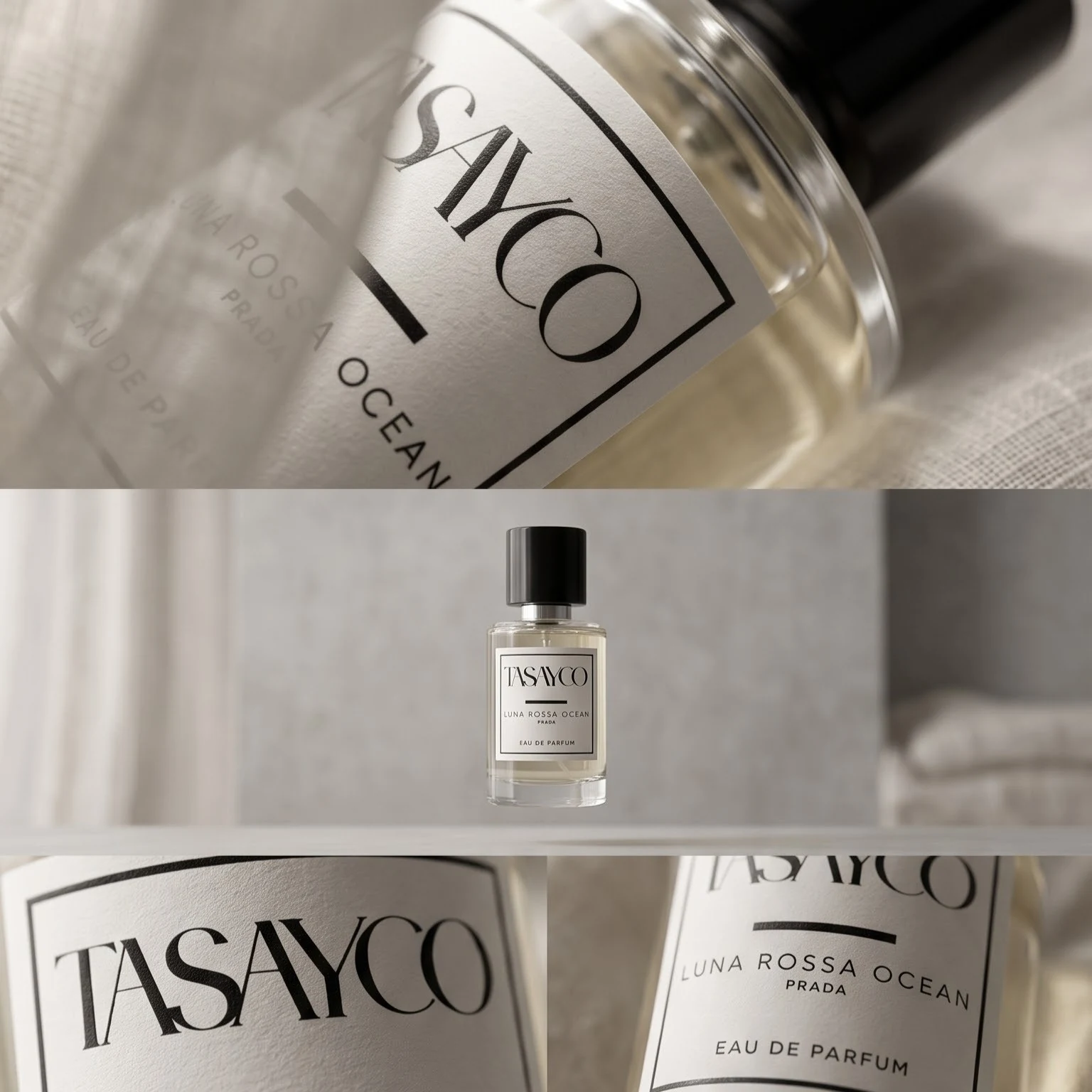 Collage editorial de perfume Tasayco Luna Rossa Ocean